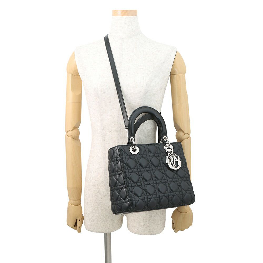 クリスチャン・ディオール ハンドバッグ レディディオール ミディアム ラムスキン CAL44551 Christian Dior 2way 黒
