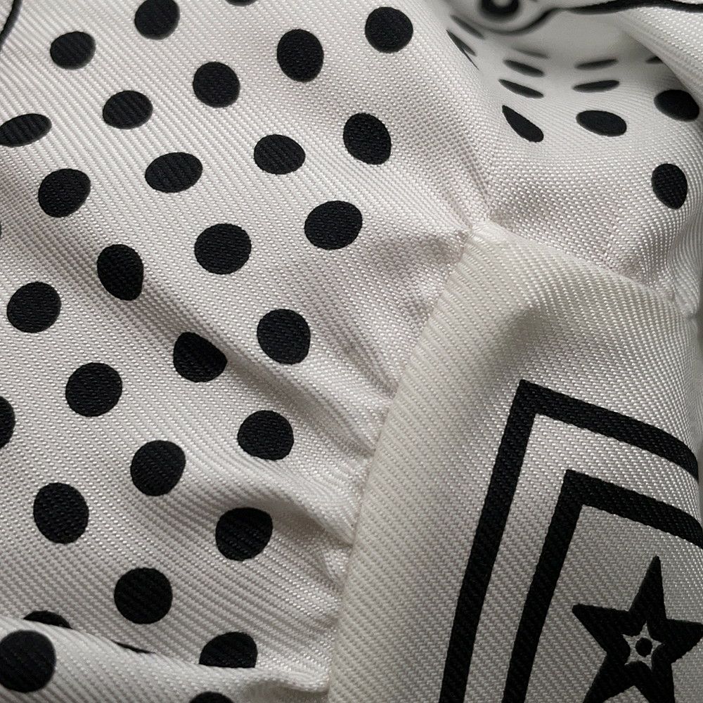 エルメス スカーフ カレ70 バンダナ フリル ブリッド・ドゥ・ガラ・ドット シルク HERMES 2024春夏 白 黒