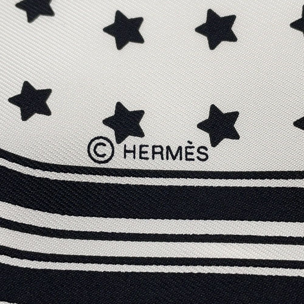 エルメス スカーフ カレ70 バンダナ フリル ブリッド・ドゥ・ガラ・ドット シルク HERMES 2024春夏 白 黒