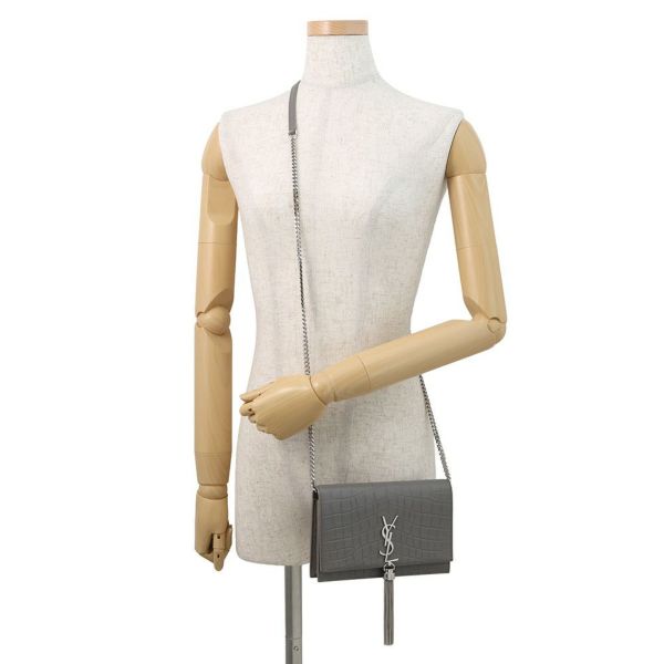 サンローランパリ チェーンウォレット ケイト タッセル クロコ型押しレザー 452159 SAINT LAURENT PARIS 財布