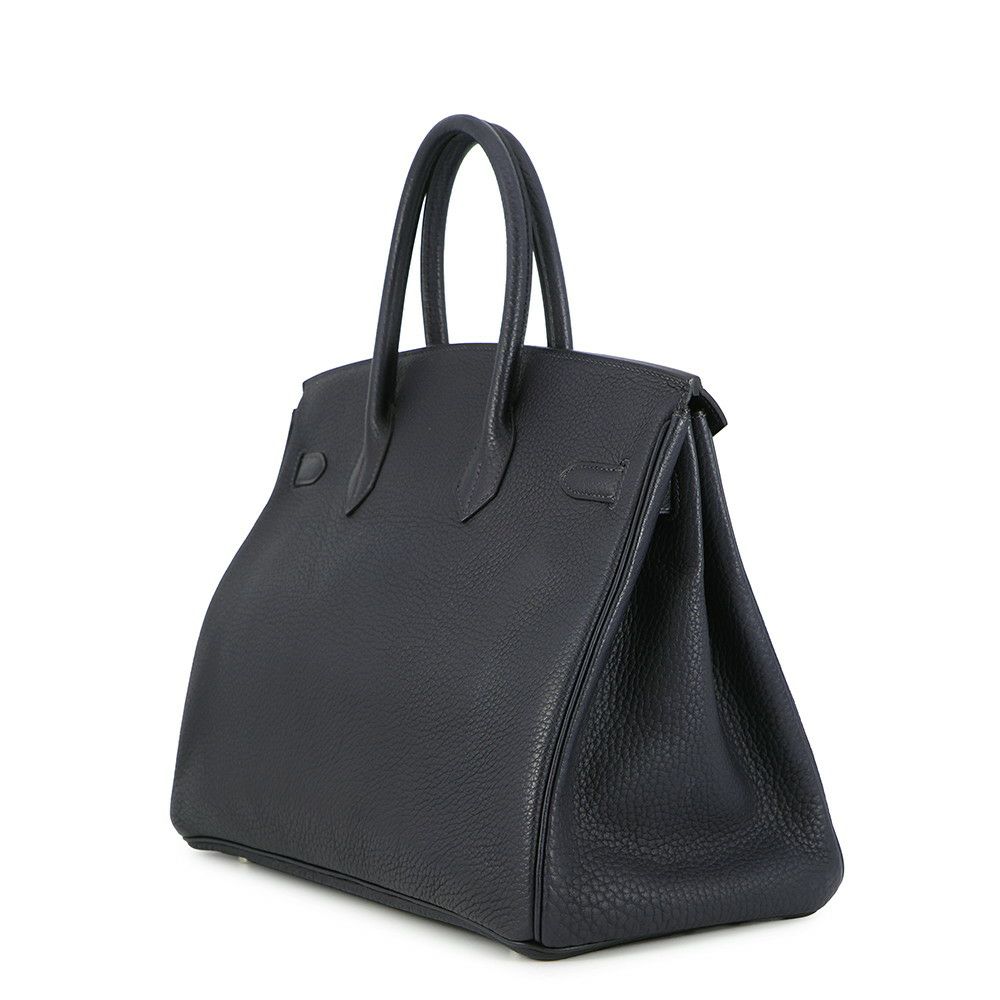 エルメス バーキン35 ブルーインディゴ/シルバー金具 トゴ □H刻印 HERMES Birkin ハンドバッグ 黒