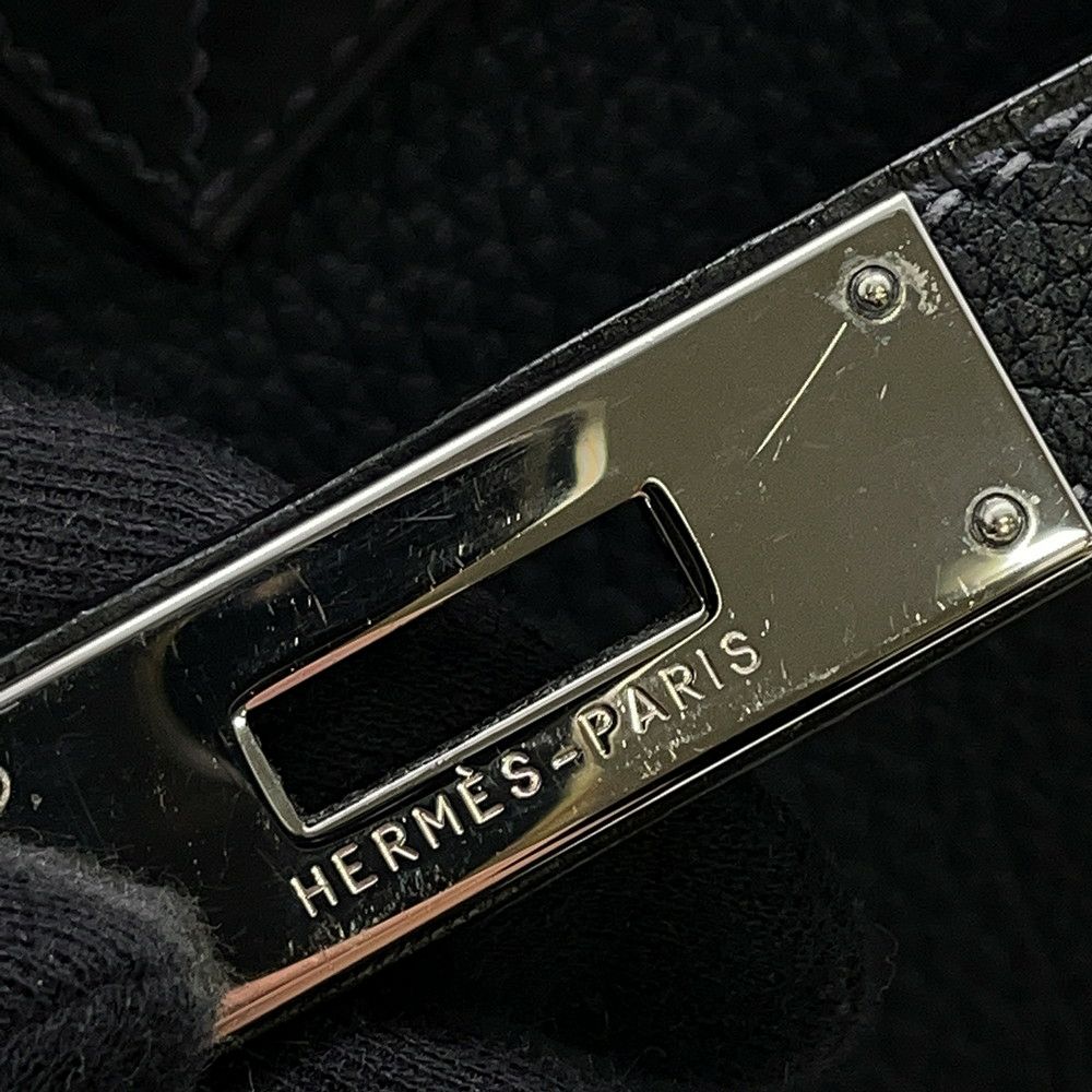 エルメス バーキン35 ブルーインディゴ/シルバー金具 トゴ □H刻印 HERMES Birkin ハンドバッグ 黒