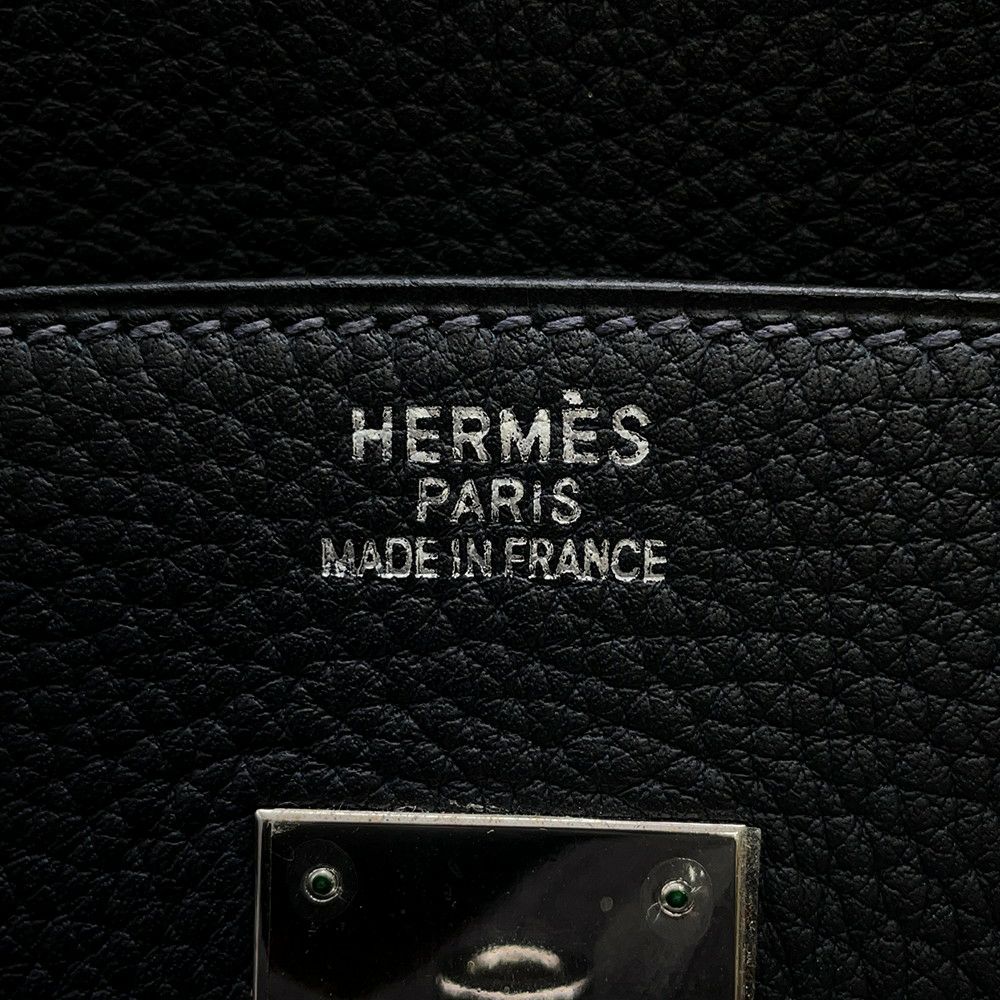 エルメス バーキン35 ブルーインディゴ/シルバー金具 トゴ □H刻印 HERMES Birkin ハンドバッグ 黒