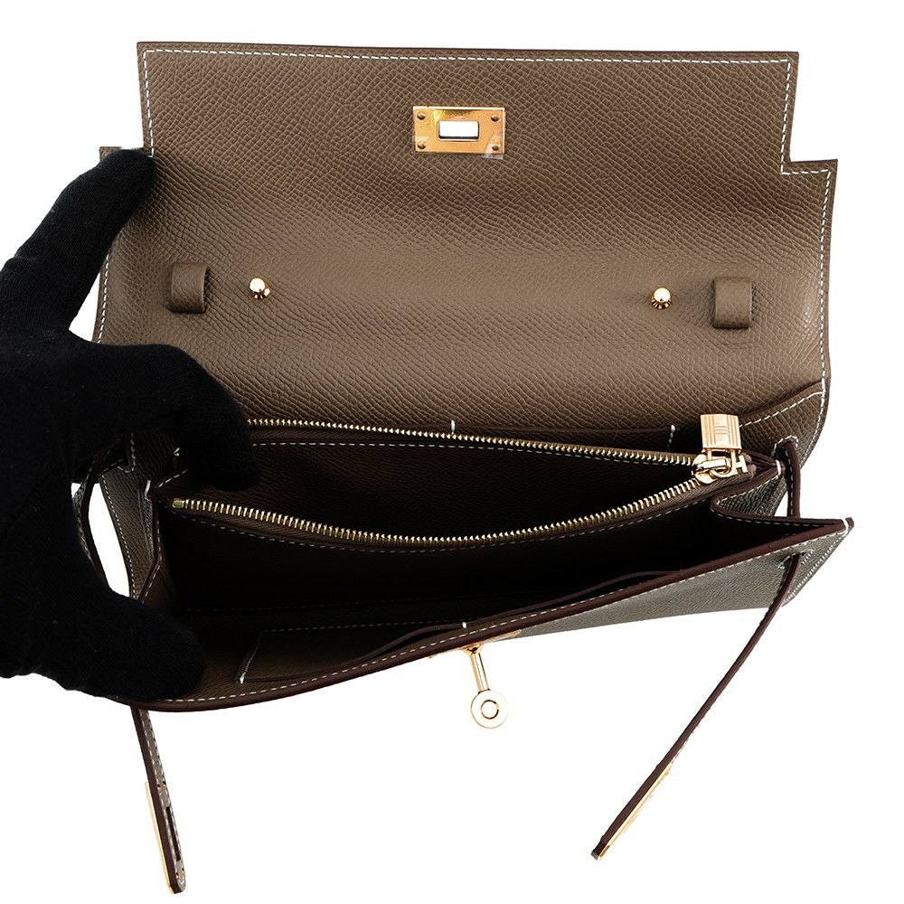 エルメス ケリーウォレット ロング トゥーゴー エトゥープ/ゴールド金具 エプソン K刻印 財布