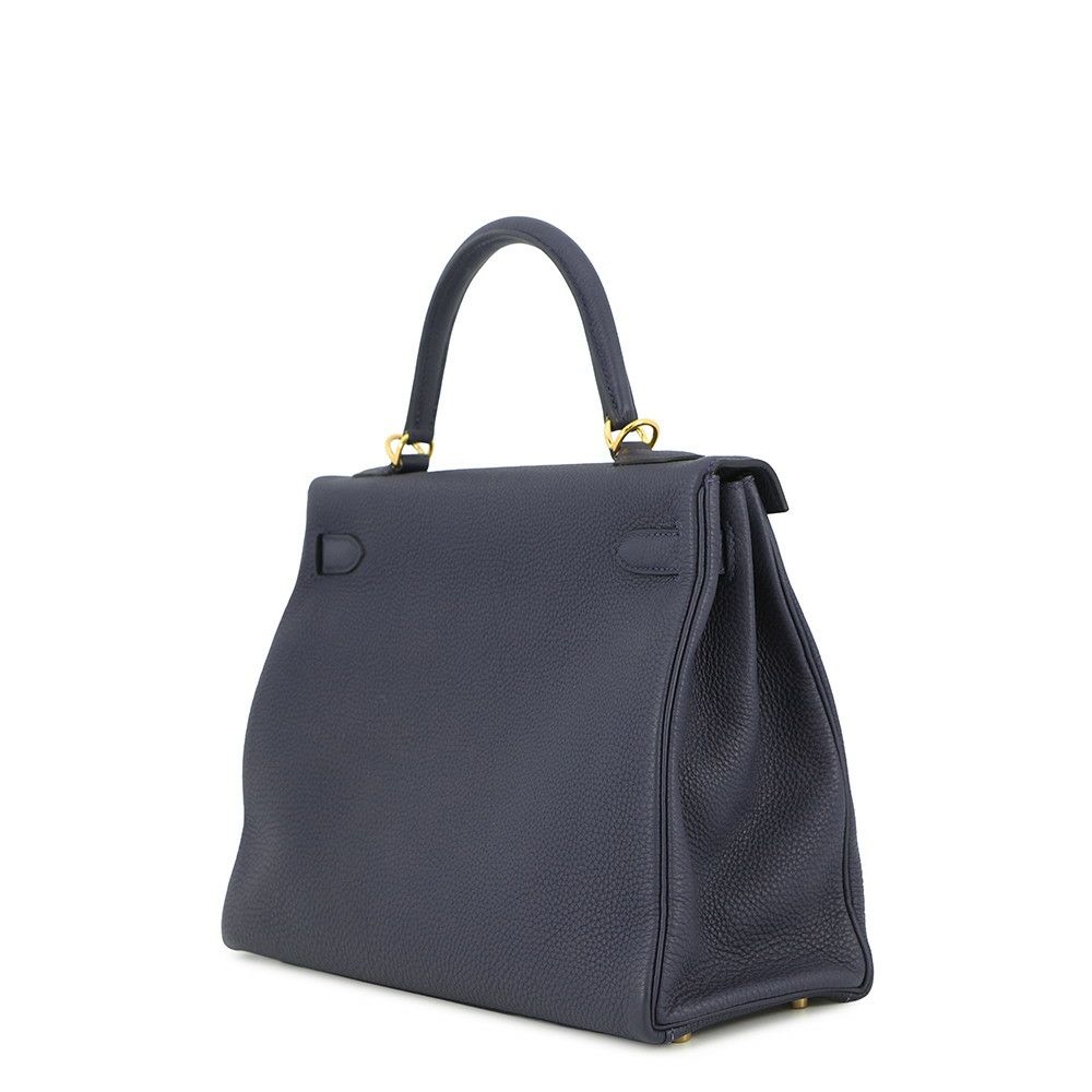 エルメス ハンドバッグ ケリー32 内縫い ブルーニュイ/ゴールド金具 トゴ D刻印 2wayショルダー