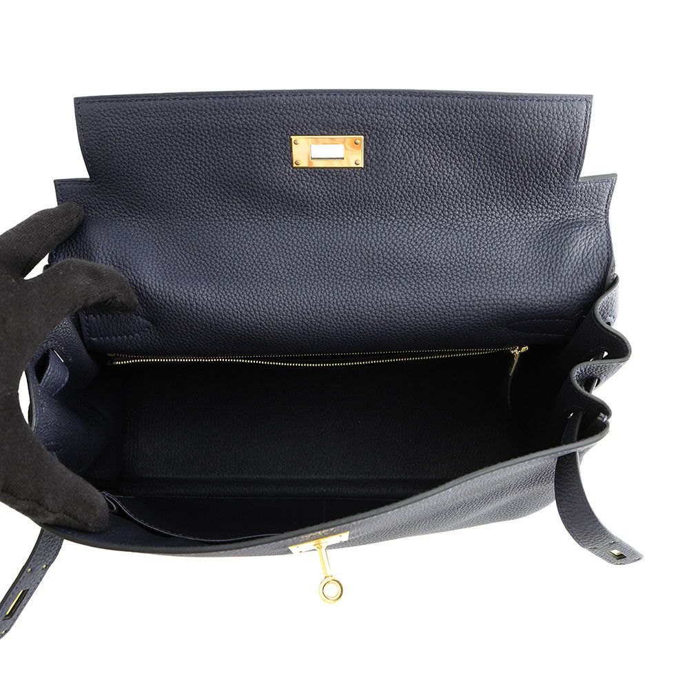 エルメス ハンドバッグ ケリー32 内縫い ブルーニュイ/ゴールド金具 トゴ D刻印 2wayショルダー