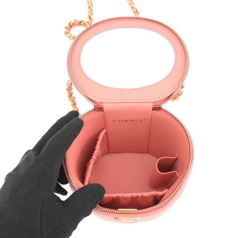 シャネル チェーンショルダーバッグ ココマーク マトラッセ トップハンドル バニティ CHANEL
