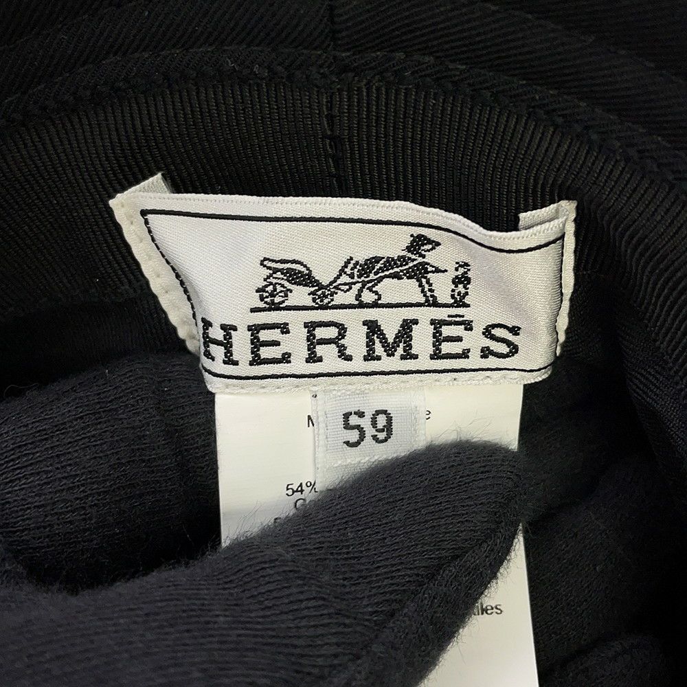 エルメス ハット フレッド Hストライプ コットン サイズ59 HERMES 帽子 黒