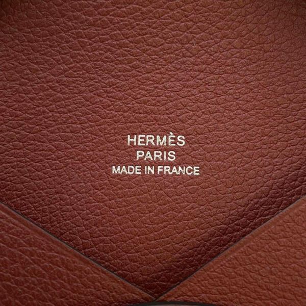 エルメス カードケース カルヴィ ルージュアッシュ エバーカラー W刻印 HERMES 名刺入れ