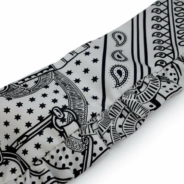 エルメス スカーフ ツイリー フリル エプロン・ドール・バンダナ Eperon d'Or Bandana シルク HERMES 黒 白