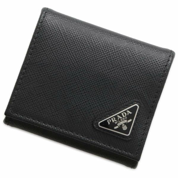 プラダ コインケース 三角ロゴ サフィアーノレザー 2MM935 PRADA 財布 小銭入れ 黒