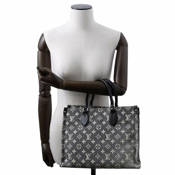 ルイヴィトン トートバッグ モノグラム・ジャカード デニム オンザゴーMM M46448 LOUIS VUITTON ブラック 黒 白