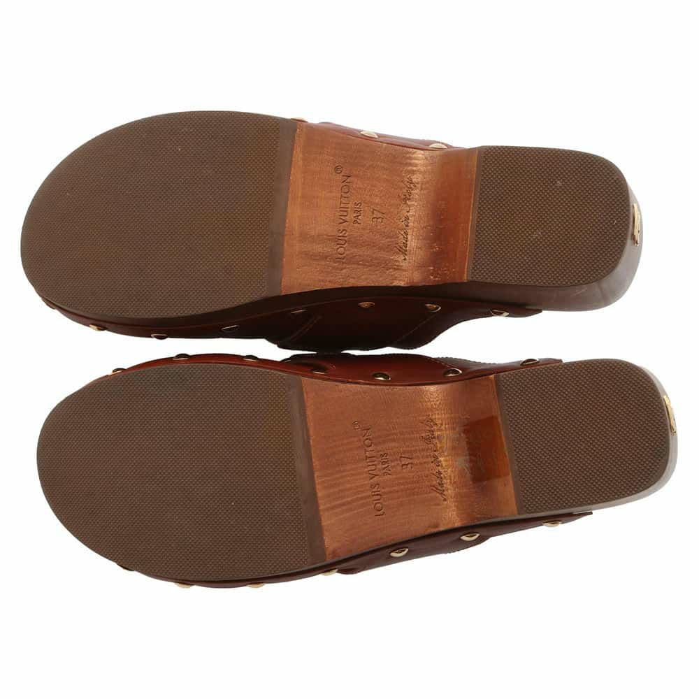ルイヴィトン ミュール カーフレザー コテージ・ライン ミュール レディースサイズ37 1AC75A ヴィトン 靴 ブラウン