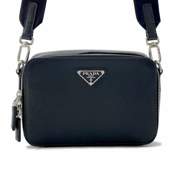 プラダ ショルダーバッグ トライアングルロゴ ブリック サフィアーノレザー 2VH070 PRADA 黒