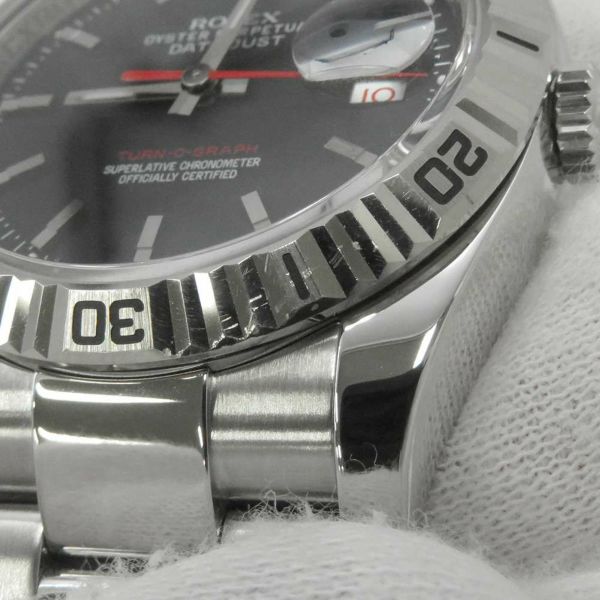 ロレックス デイトジャスト ターノグラフ SS/K18WGホワイトゴールド 116264 ROLEX 腕時計 黒文字盤