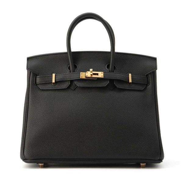 エルメス バーキン25 ブラック/ピンクゴールド金具 トゴ D刻印 HERMES Birkin ハンドバッグ 黒