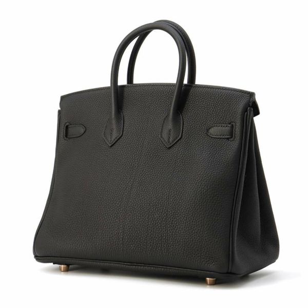 エルメス バーキン25 ブラック/ピンクゴールド金具 トゴ D刻印 HERMES Birkin ハンドバッグ 黒