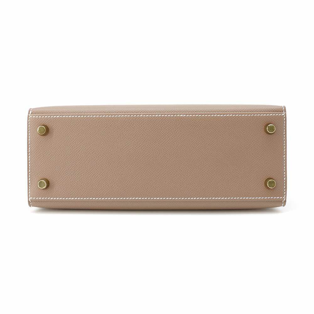 エルメス ハンドバッグ ケリー25 外縫い エトゥープ/ゴールド金具 エプソン W刻印 2wayショルダー