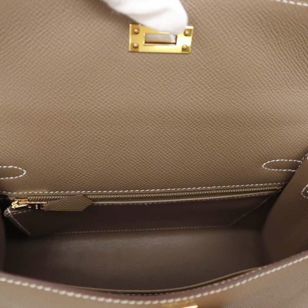 エルメス ハンドバッグ ケリー25 外縫い エトゥープ/ゴールド金具 エプソン W刻印 2wayショルダー