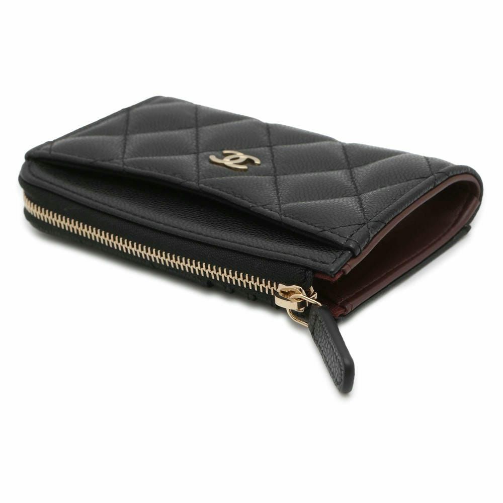 シャネル コインケース マトラッセ ココマーク ソフトキャビアスキン AP3179 フラグメント カードケース 黒