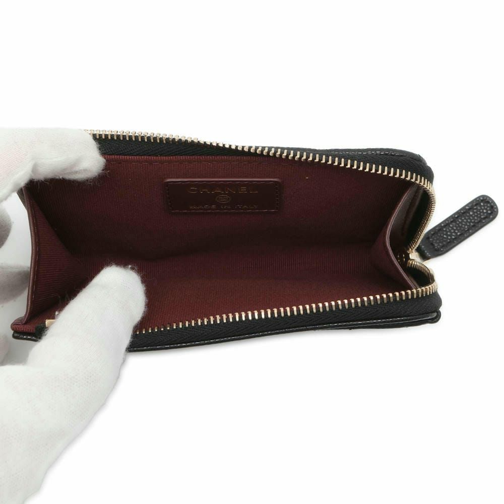 シャネル コインケース マトラッセ ココマーク ソフトキャビアスキン AP3179 フラグメント カードケース 黒