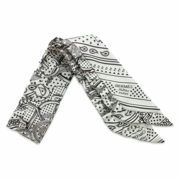 エルメス スカーフ ツイリー フリル エプロン・ドール・バンダナ Eperon d'Or Bandana シルク HERMES 黒 白 | 中古・新品 ブランド販売ギャラリーレア公式通販