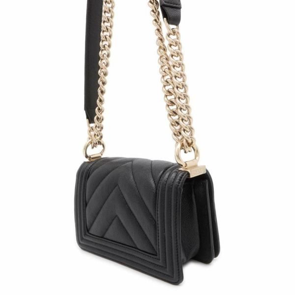 シャネル チェーンショルダーバッグ ボーイシャネル ミニ キャビアスキン A67364 CHANEL バッグ 黒