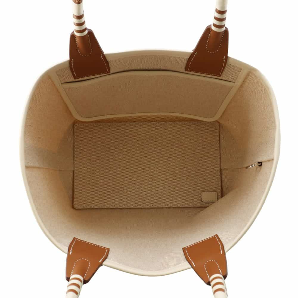 エルメス トートバッグ スティープル 25 ゴールド/エクリュ/シルバー金具 トワルアッシュ / スイフト