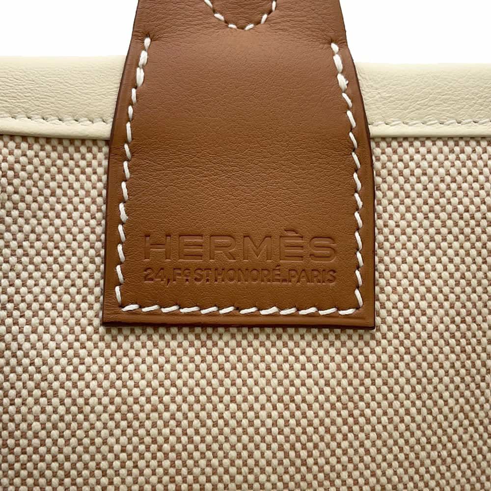 エルメス トートバッグ スティープル 25 ゴールド/エクリュ/シルバー金具 トワルアッシュ / スイフト