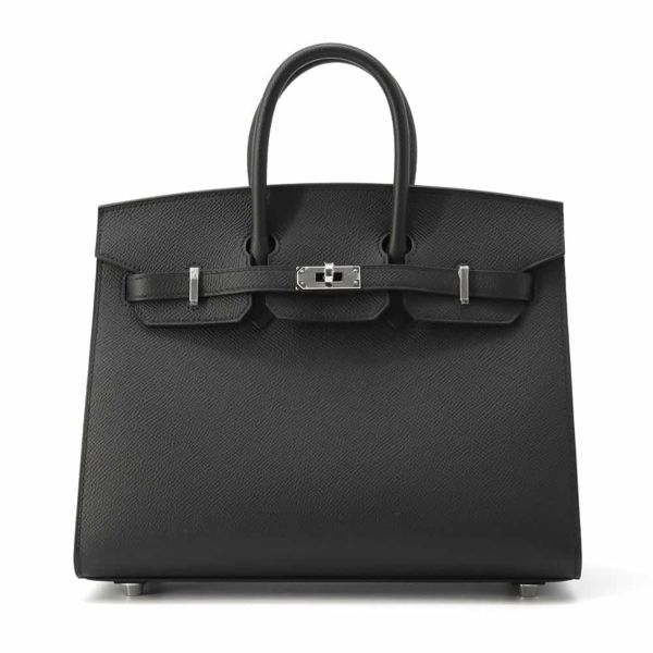 エルメス バーキン25 セリエ ブラック/シルバー金具 エプソン W刻印 HERMES Birkin ハンドバッグ 黒