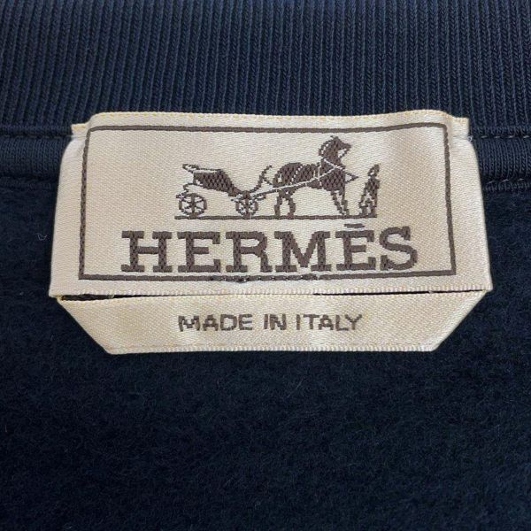 エルメス スウェット ラウンドネック レザーパッチ メタルリー・オ・カレ コットン メンズサイズM HERMES