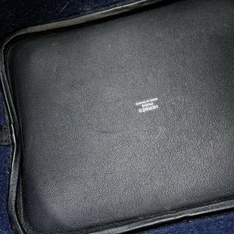 エルメス ハンドバッグ ピコタンロックMM ブルーニュイ/ブラック/シルバー金具 フェルト/スイフト Y刻印