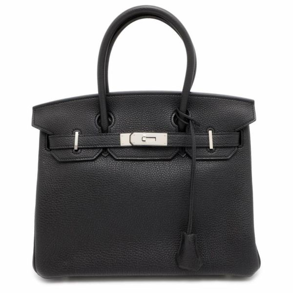 エルメス バーキン30 ブラック/シルバー金具 トゴ □O刻印 HERMES Birkin ハンドバッグ 黒