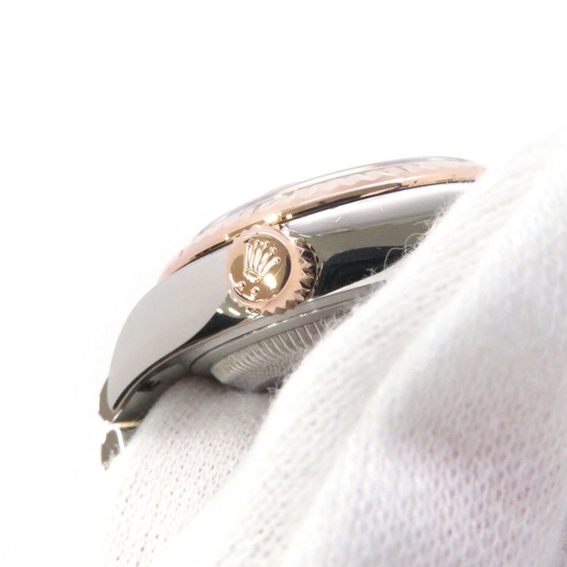 ロレックス レディ デイトジャスト SS/K18PG エバーローズゴールド 279171G チョコレート文字盤 10Pダイヤ