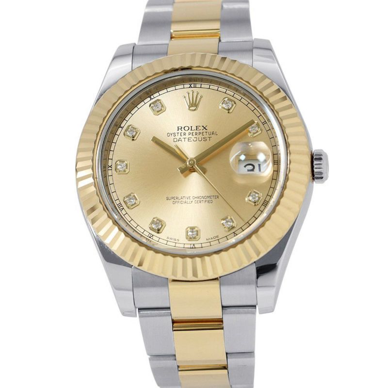 ロレックス デイトジャスト II SS/K18YG 116333G ROLEX 腕時計 シャンパン文字盤 10Pダイヤ