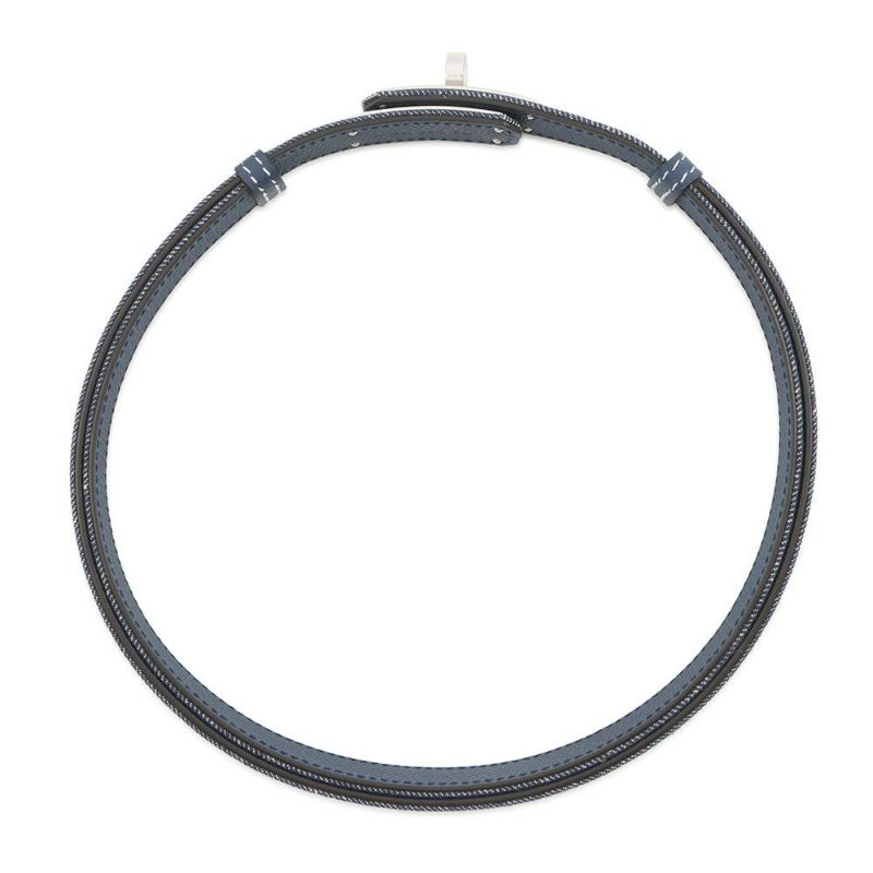 エルメス ケリーベルト18 ジーン ブルーインディゴ/ホワイト/ブルーネイビー/シルバー金具 デニム/エプソン W刻印 HERMES