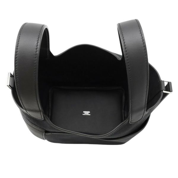 エルメス ハンドバッグ ピコタンロックPM カーゴ ブラック/シルバー金具 トワルゴエラン/スイフト U刻印 黒