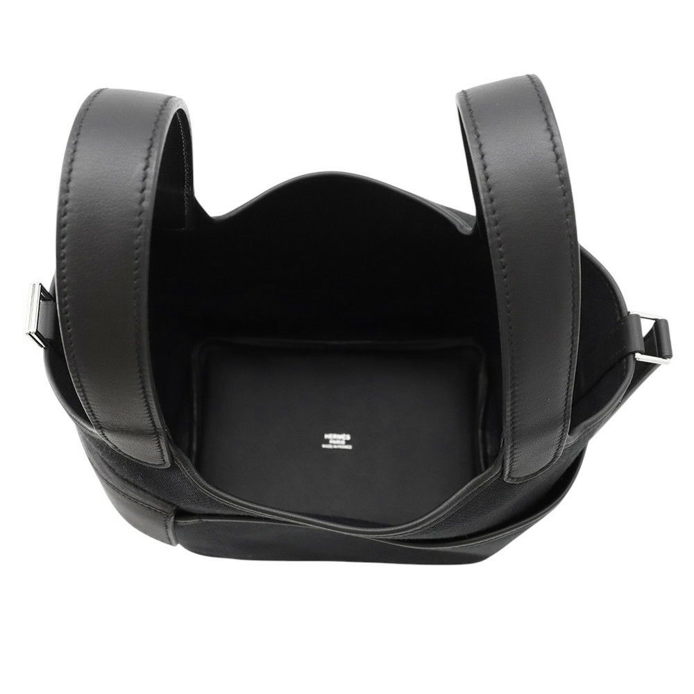 エルメス ハンドバッグ ピコタンロックPM カーゴ ブラック/シルバー金具 トワルゴエラン/スイフト U刻印 黒
