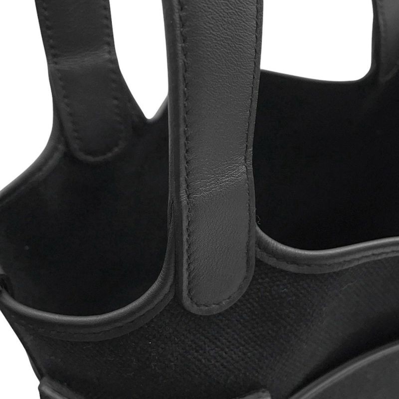 エルメス ハンドバッグ ピコタンロックPM カーゴ ブラック/シルバー金具 トワルゴエラン/スイフト U刻印 黒