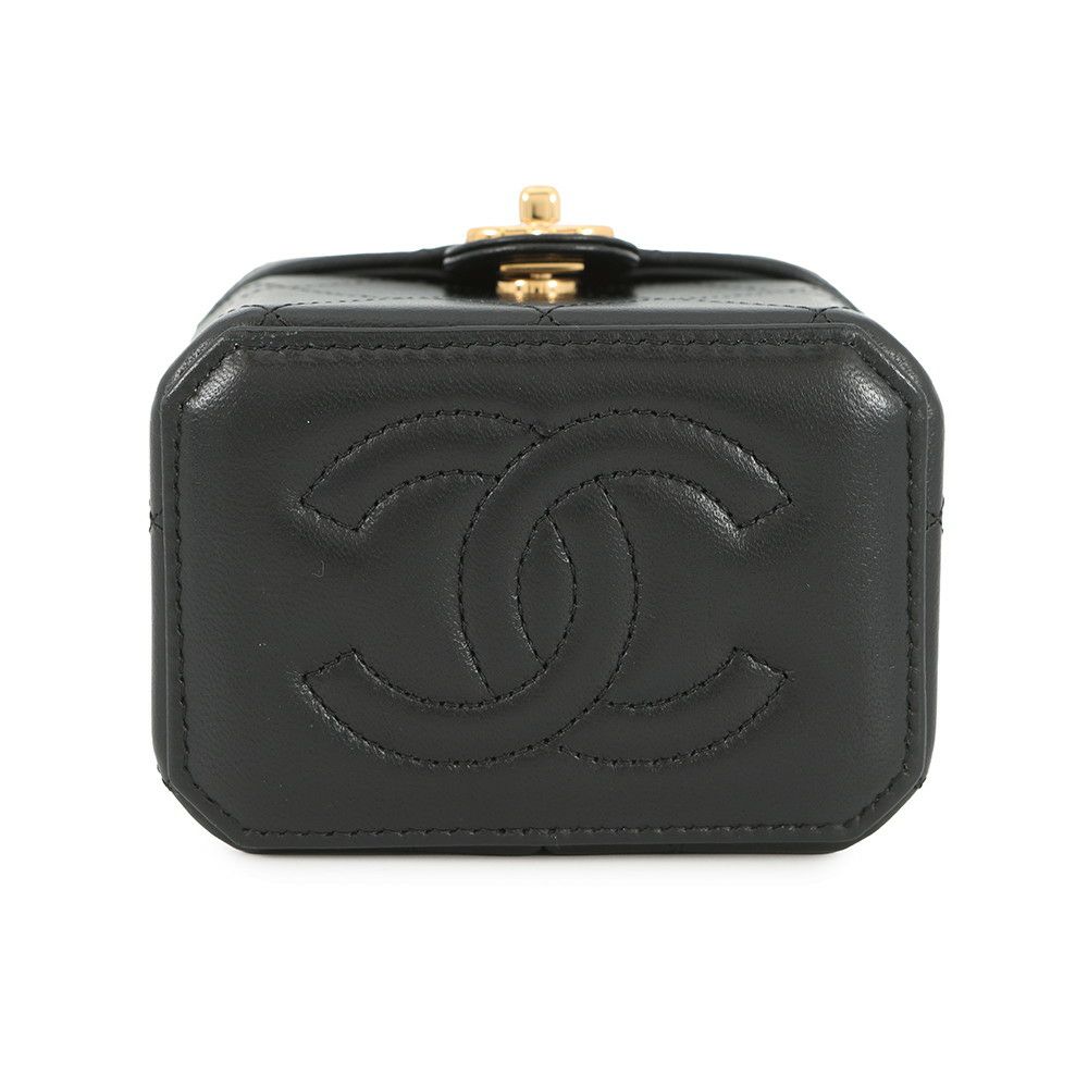 シャネル チェーンショルダーバッグ マトラッセ ココマーク バニティバッグ ラムスキン AP3459 CHANEL 黒 2way