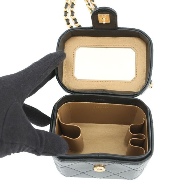 シャネル チェーンショルダーバッグ マトラッセ ココマーク バニティバッグ ラムスキン AP3459 CHANEL 黒 2way