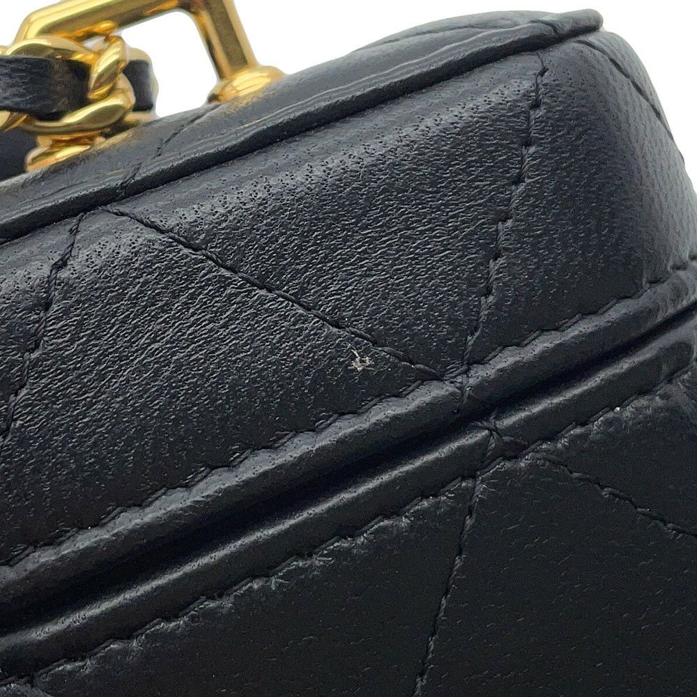シャネル チェーンショルダーバッグ マトラッセ ココマーク バニティバッグ ラムスキン AP3459 CHANEL 黒 2way