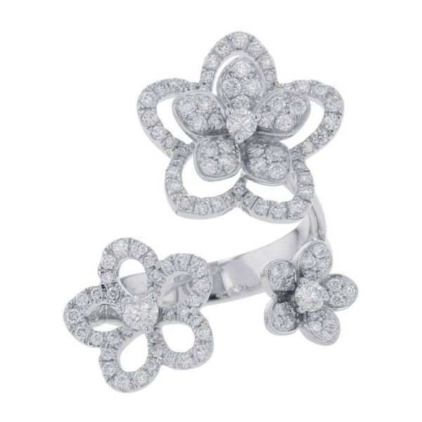 グラフ リング ワイルドフラワー トリプル ダイヤモンド リング ダイヤ 計0.86ct K18WG サイズ約10号 RGR841 指輪