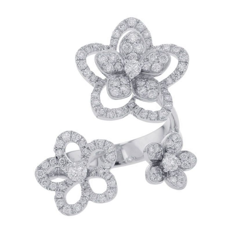 グラフ リング ワイルドフラワー トリプル ダイヤモンド リング ダイヤ 計0.86ct K18WG サイズ約10号 RGR841 指輪