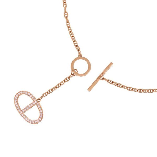 エルメス ネックレス シェーヌ・ダンクル・コントゥールGM ダイヤモンド 38P 計0.3ct K18PGピンクゴールド サイズST ペンダント