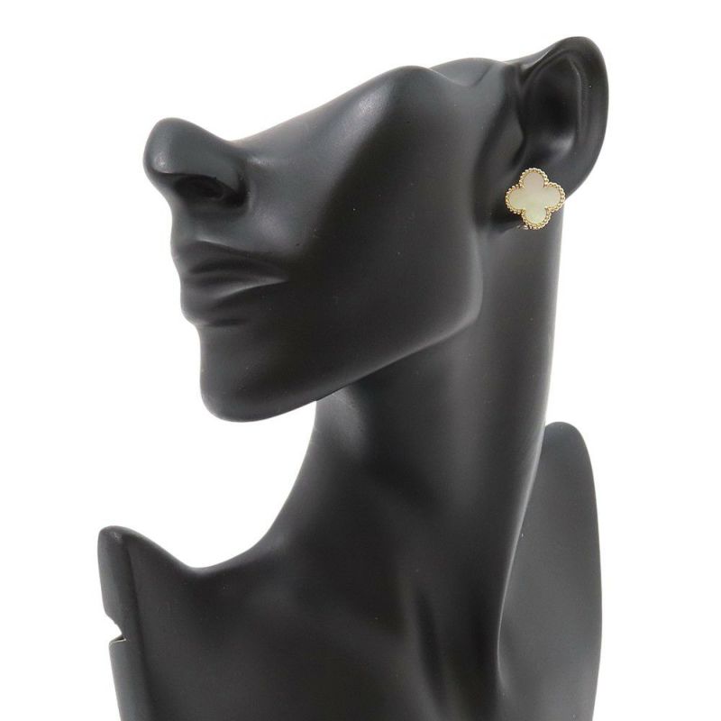 ヴァンクリーフ&アーペル ピアス ヴィンテージ アルハンブラ イヤリング マザーオブパール K18YGイエローゴールド VCARA44100