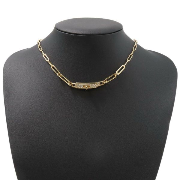 エルメス ブレスレット ケリー チェーン ダブル ブレスレット チョーカー ダイヤモンド 41P 計0.62ct K18YG HERMES