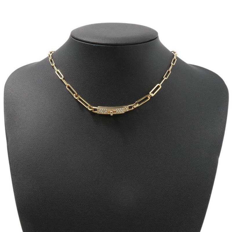 エルメス ブレスレット ケリー チェーン ダブル ブレスレット チョーカー ダイヤモンド 41P 計0.62ct K18YG HERMES