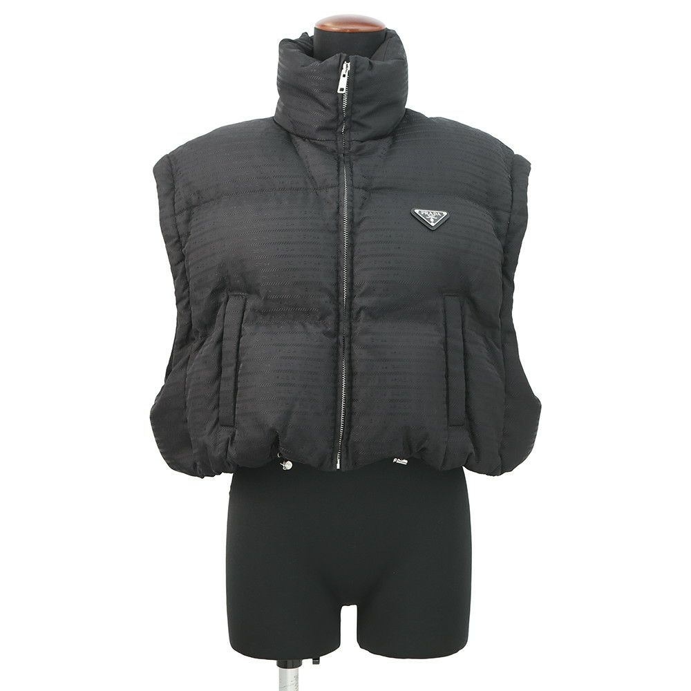 プラダ ダウンジャケット Re-Nylon クロップド レディースサイズ38 29Y056 PRADA 2way 黒