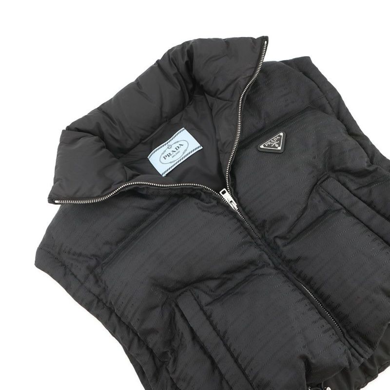 プラダ ダウンジャケット Re-Nylon クロップド レディースサイズ38 29Y056 PRADA 2way 黒
